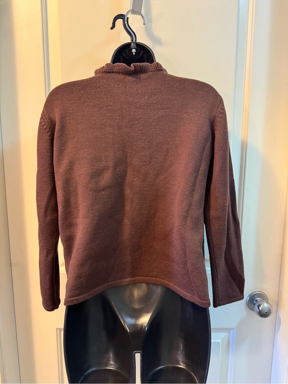 Cannelle Vintage Style Patchwork Wool Blend Sweater Brown Floral Patch M - Picture 9 of 10